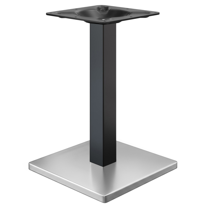 MADRID | Estructura de mesa de bistró | Acero inoxidable/Negro | Altura: 72 cm | Columna: 6 x 6 cm | Base: 45 x 45 cm