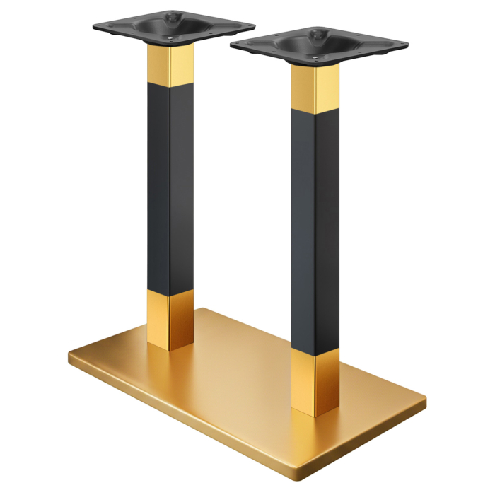 MADRID | Estructura de mesa doble Bistro | Dorado/Negro | Altura: 104 cm | Columna: 8 x 8 cm | Base: 40 x 70 cm