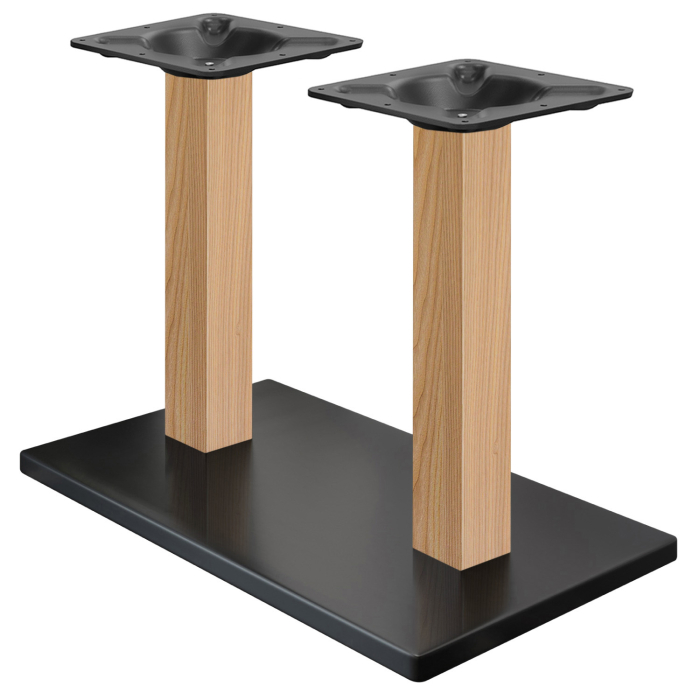 MADRID | Estructura de mesa doble Bistro | Negro/Roble | Altura: 105 cm | Columna: 6 x 6 cm | Base: 40 x 70 cm