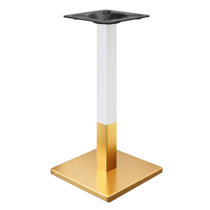 MADRID | Estructura para mesa de bistró | Dorado/Blanco | Altura: 104 cm | Columna: 8 x 8 cm | Base: 50 x 50 cm