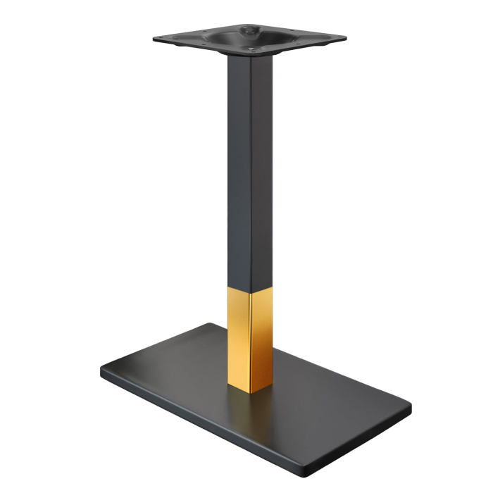 MADRID | Estructura para mesa de bistró | Negro/Dorado | Altura: 105 cm | Columna: 6 x 6 cm | Base: 40 x 70 cm