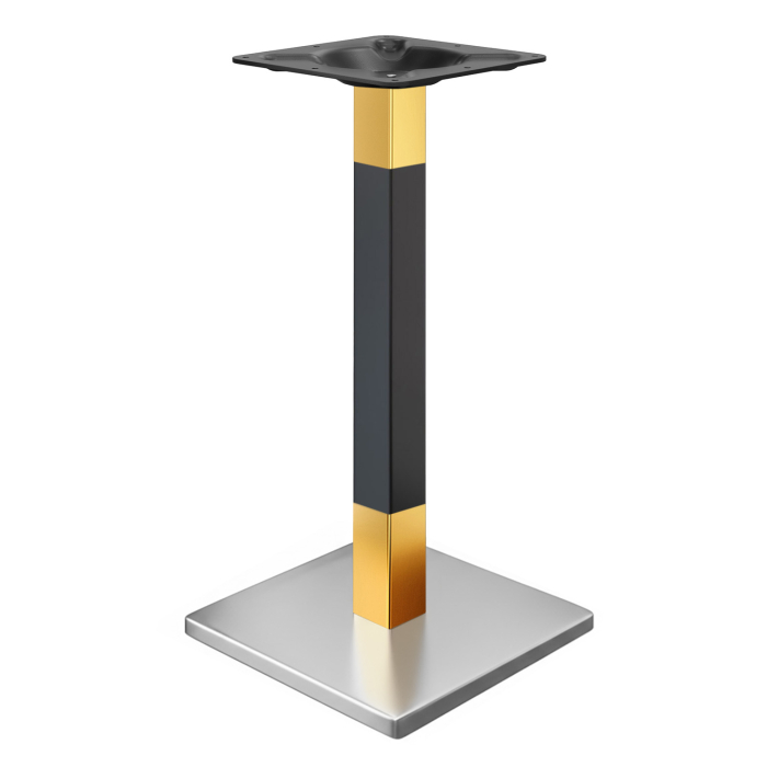 MADRID | Ståbordsram för bistro | Rostfritt stål/guld/svart | Höjd: 104 cm | Pelare: 6 x 6 cm | Bottenplatta: 45 x 45 cm