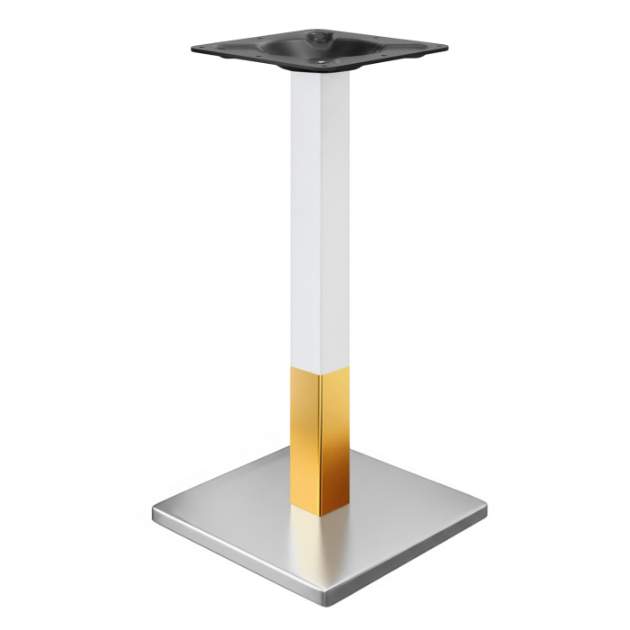 MADRID | Stativ till bistrobarbord | Rostfritt stål/Vit/Guld | Höjd: 104 cm | Pelare: 8 x 8 cm | Bottenplatta: 45 x 45 cm