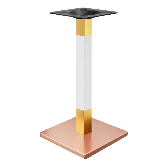 MADRID | Stel til bistrobord | Kobber/Hvid/Guld | Højde: 104 cm | Søjle: 8 x 8 cm | Bundplade: 45 x 45 cm