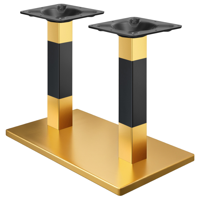 MADRID | Struttura per tavolo doppio da bistrot | Oro/Nero | Altezza: 72 cm | Colonna: 8 x 8 cm | Base: 40 x 70 cm