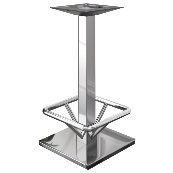 MADRID | Struttura tavolo bistrot + anello poggiapiedi | Acciaio inox | Altezza: 105 cm | Colonna: 8 x 8 cm | Base: 50 x 50 cm