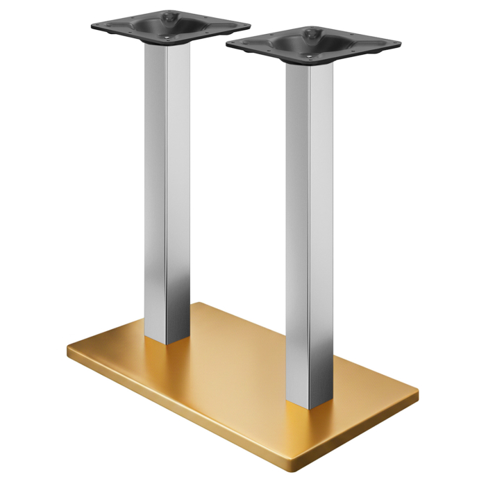 MADRID | Tavolo doppio da bistrot | Oro/Acciaio inossidabile | Altezza: 104 cm | Colonna: 8 x 8 cm | Base: 40 x 70 cm