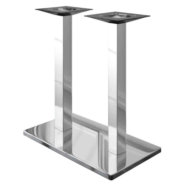 MADRID | Marco de mesa de bar doble Bistro | Acero inoxidable | Altura: 105 cm | Columna: 6 x 6 cm | Base: 40 x 70 cm