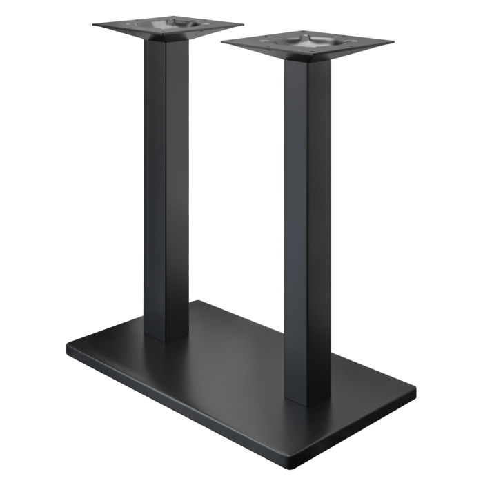 MADRID | Base de mesa de bar con doble columna | Negro | Altura: 105 cm | Columna: 8 x 8 cm | Base: 40 x 70 cm | Rectangular