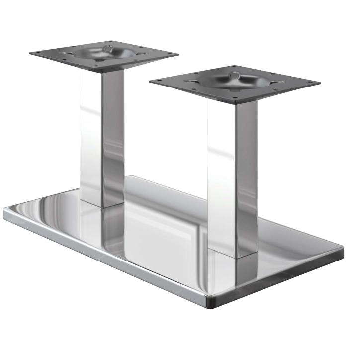 MADRID | Bistro Lounge double table frame | Stainless steel | Height: 36 cm | Column: 6 x 6 cm | Base: 40 x 70 cm