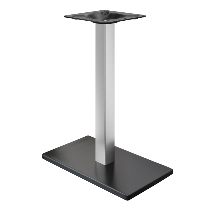 MADRID | Bistro Stehtischgestell | Schwarz/Edelstahl | Höhe: 105 cm | Säule: 8 x 8 cm | Bodenplatte: 40 x 70 cm