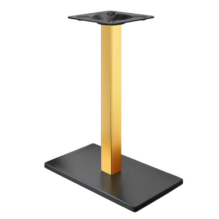 MADRID | Bistro Stehtischgestell | Schwarz/Gold | Höhe: 105 cm | Säule: 8 x 8 cm | Bodenplatte: 40 x 70 cm