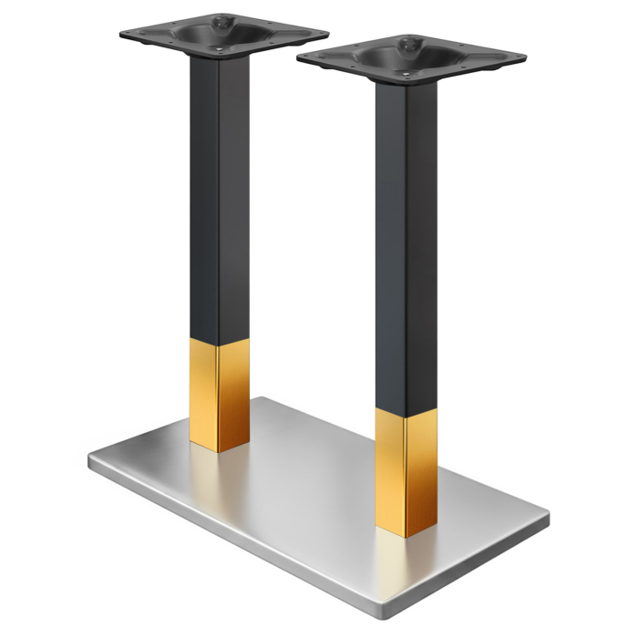 MADRID | Bistro Double Standing Table Frame | Stainless Steel / Gold / Black | Height: 104 cm | Column: 8 x 8 cm | Base Plate: 40 x 70 cm