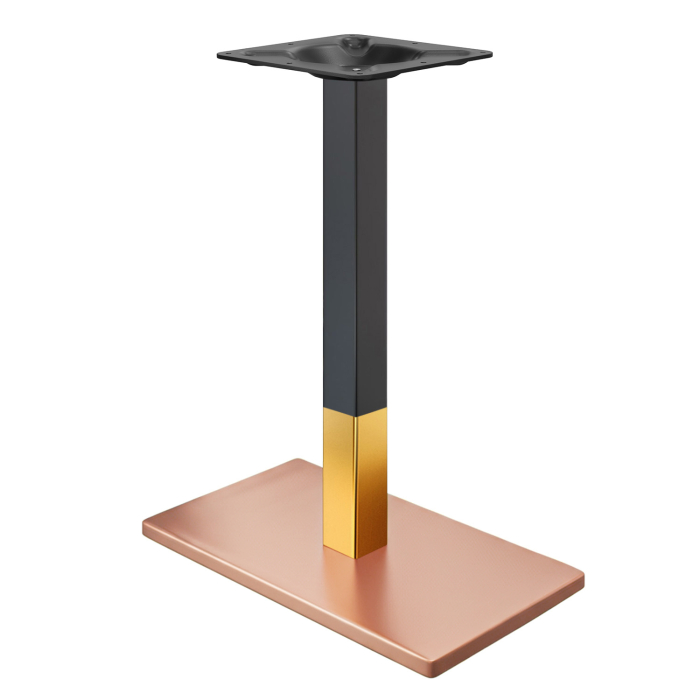 MADRID | Bistro Standing Table Frame | Copper/Gold/Black | Height: 105 cm | Column: 8 x 8 cm | Base Plate: 40 x 70 cm