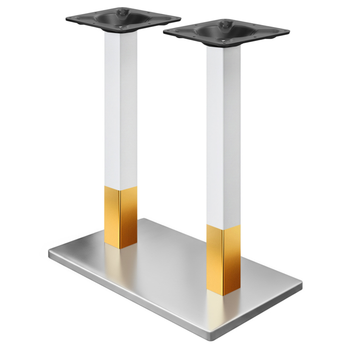 MADRID | Estructura de mesa doble Bistro | Acero inoxidable/Dorado | Altura: 105 cm | Columna: 6 x 6 cm | Base: 40 x 70 cm