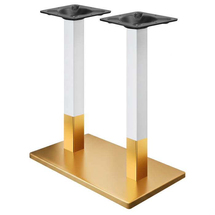 MADRID | Bistro Double Standing Table Frame | Gold/White | Height: 105 cm | Column: 8 x 8 cm | Base Plate: 40 x 70 cm