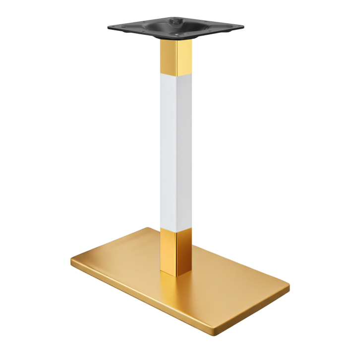 MADRID | Structure de table haute de style bistro | Or/Blanc | Hauteur : 105 cm | Colonne : 8 x 8 cm | Plateau : 40 x 70 cm