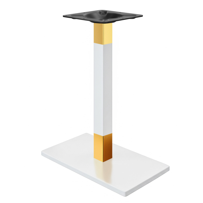 MADRID | Bistro Table Frame | White/Gold | Height: 104 cm | Column: 8 x 8 cm | Base Plate: 40 x 70 cm