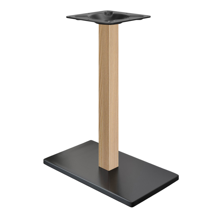 MADRID | Bistro Stehtischgestell | Schwarz/Eiche | Höhe: 105 cm | Säule: 8 x 8 cm | Bodenplatte: 40 x 70 cm