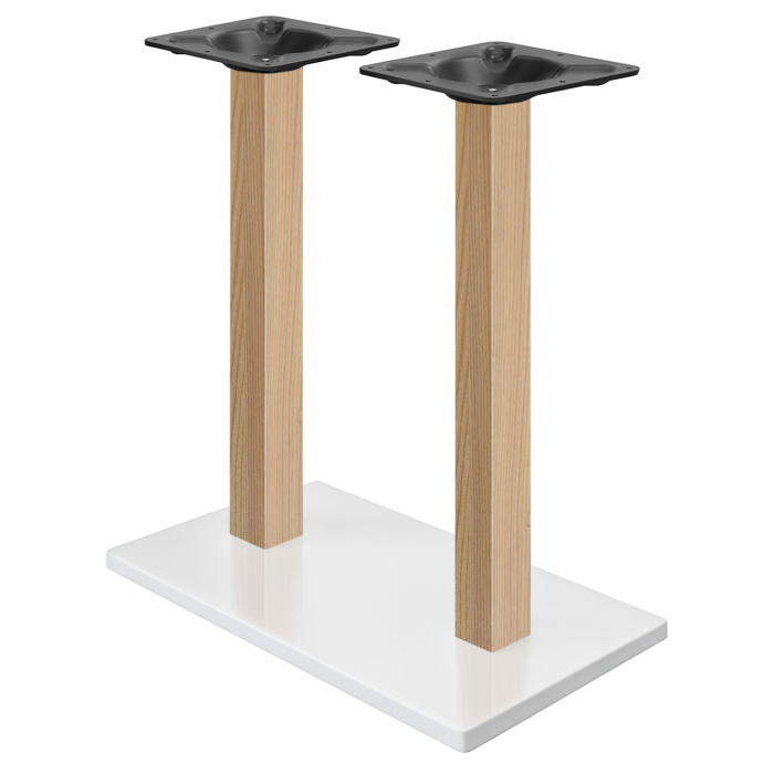MADRID | Structure de table haute double Bistro | Blanc/Chêne | Hauteur : 104 cm | Colonne : 6 x 6 cm | Plateau : 40 x 70 cm