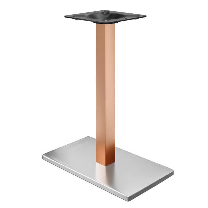 MADRID | Bistro Standing Table Frame | Stainless Steel/Copper | Height: 104 cm | Column: 8 x 8 cm | Base Plate: 40 x 70 cm