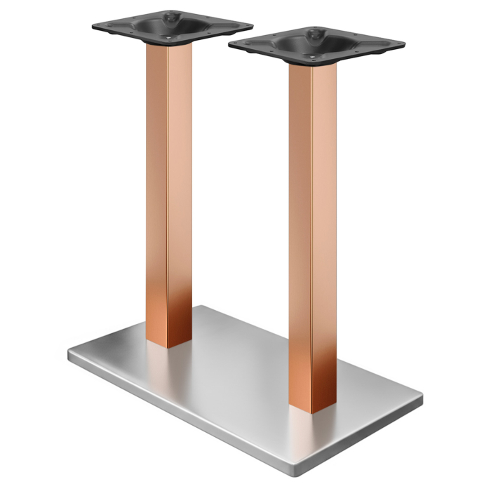 MADRID | Bistro Double Standing Table Frame | Stainless Steel/Copper | Height: 104 cm | Column: 8 x 8 cm | Base Plate: 40 x 70 cm