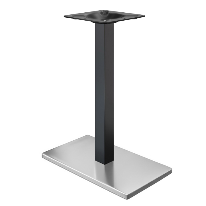 MADRID | Piètement de table haute de style bistro | Acier inoxydable/Noir | Hauteur : 104 cm | Colonne : 6 x 6 cm | Plateau : 40 x 70 cm