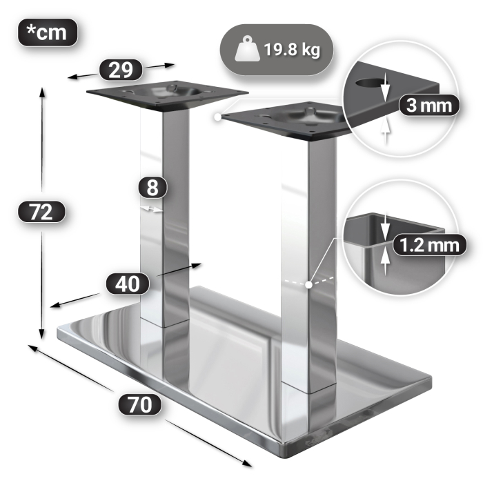 MM | Bistro solidt bord | rektangulært | 120 x 70 x 77 cm | wenge sort / rustfrit stål MM | Bistro solidt bord | rektangulært | 120 x 70 x 77 cm | wenge sort / rustfrit stål