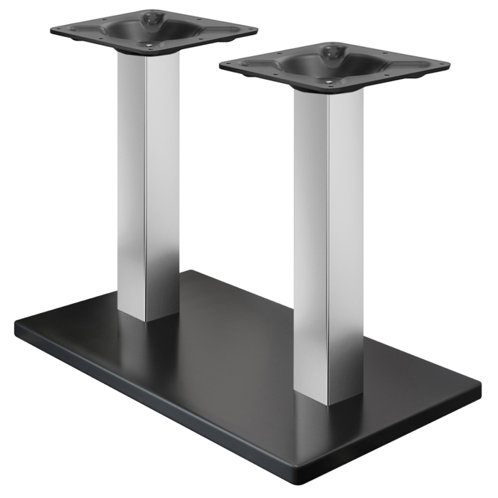 MADRID | Bistro Doppel Tischgestell | Schwarz/Edelstahl | Höhe: 72 cm | Säule: 8 x 8 cm | Bodenplatte: 40 x 70 cm
