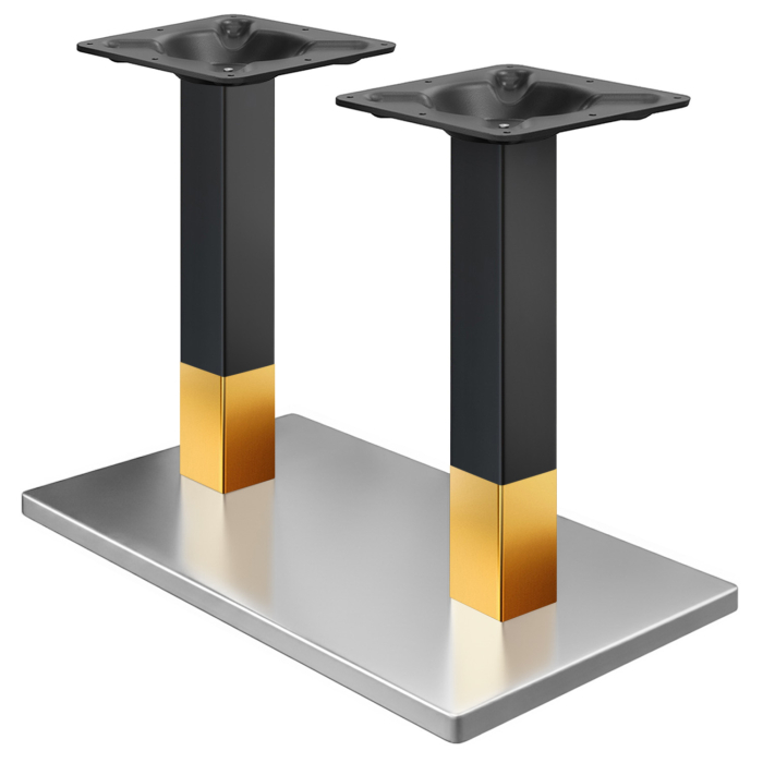 MADRID | Bastidor doble para mesa de bistró | Acero inoxidable/Oro/Negro | Altura: 72 cm |  Columna: 8 x 8 cm | Plaza de base: 40 x 70 cm
