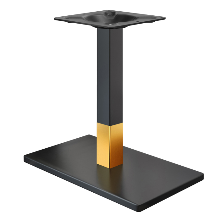 MADRID | Bastidor de mesa para bistró | Negro/Oro | Altura: 71 cm | Columna: 6 x 6 cm | Placa base: 40 x 70 cm
