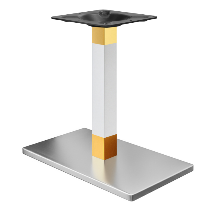 MADRID | Bistro Table Frame | Stainless Steel/White/Gold | Height: 71 cm | Column: 6 x 6 cm | Base Plate: 40 x 70 cm