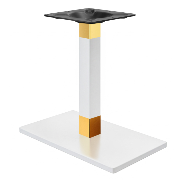 MADRID | Bistro bordställ | Vitt/Guld | Höjd: 72 cm | Stolpe: 8 x 8 cm | Grundplatta: 40 x 70 cm