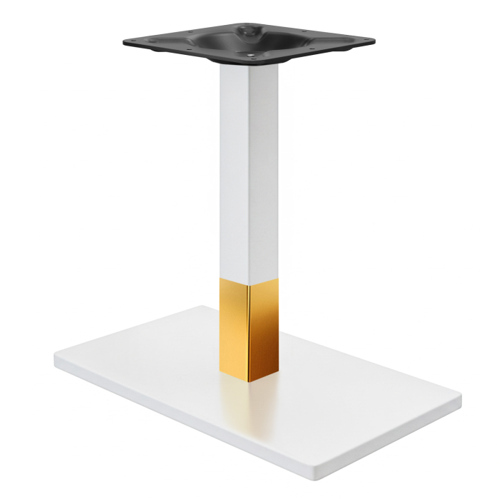 MADRID | Estructura para mesa de bistró | Blanco/Oro | Altura: 72 cm | Columna: 6 x 6 cm | Base: 40 x 70 cm