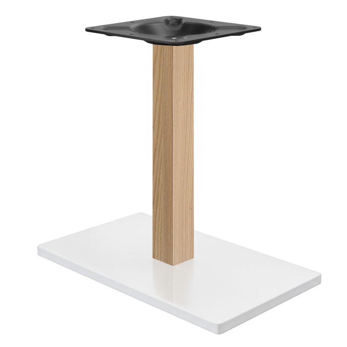 MADRID | Bastidor para mesa de bistró | Blanco / Roble | Altura: 71 cm | Columna: 8 x 8 cm | Placa base: 40 x 70 cm