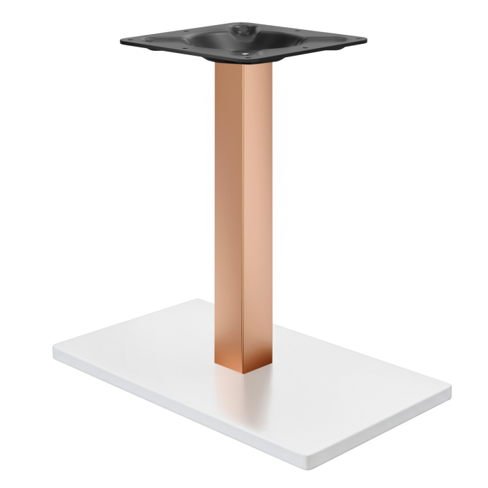 MADRID | Estructura para mesa bistró | Blanco/Cobre | Alto: 71 cm | Columna: 6 x 6 cm | Base: 40 x 70 cm