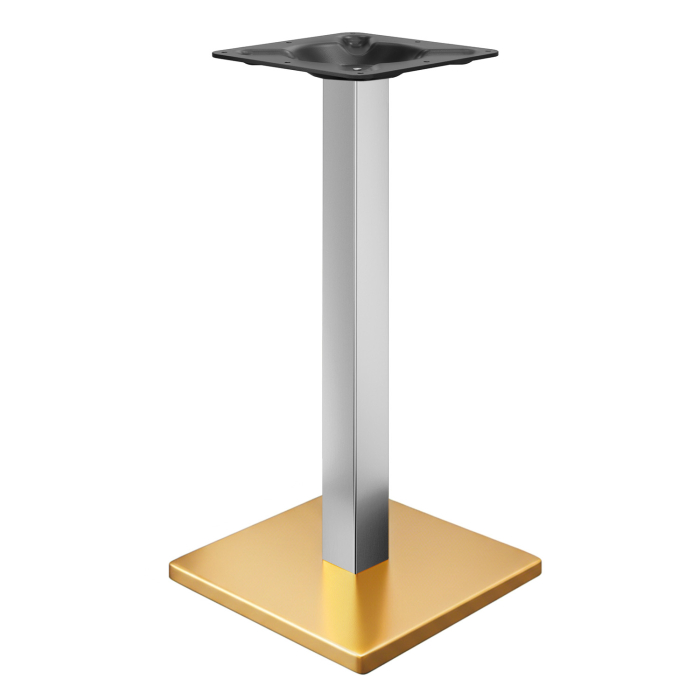 MADRID | Piètement de table haute de style bistro | Doré/Acier inoxydable | Hauteur : 105 cm | Colonne : 8 x 8 cm | Plateau : 45 x 45 cm