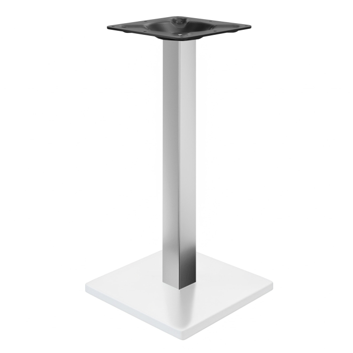 MADRID | Bistro-tiltabasstelineen jalusta | Valkoinen / Ruostumaton teräs | Korkeus: 105 cm | Säteen: 8 x 8 cm | Lattaplatta: 45 x 45 cm