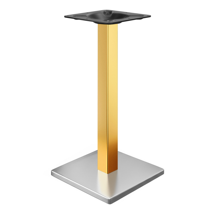 MADRID | Bistro Bar Table Frame | Stainless Steel / Gold | Height: 105 cm | Column: 6 x 6 cm | Base Plate: 45 x 45 cm
