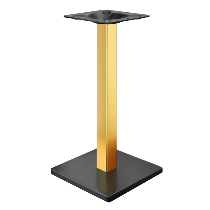 MADRID | Bistro Standing Table Frame | Black/Gold | Height: 104 cm | Column: 8 x 8 cm | Base Plate: 50 x 50 cm