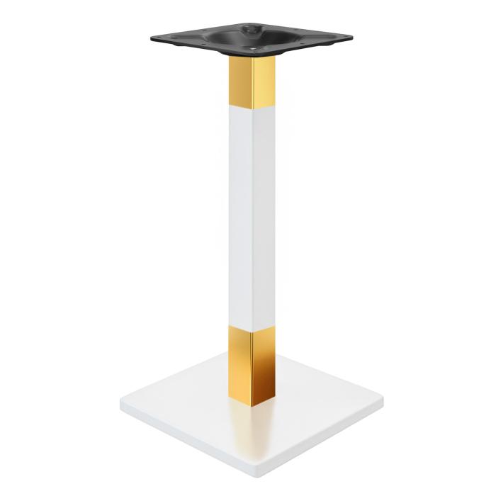 MADRID | Bistro Table Base | White/Gold | Height: 104 cm | Column: 8 x 8 cm | Base Plate: 50 x 50 cm