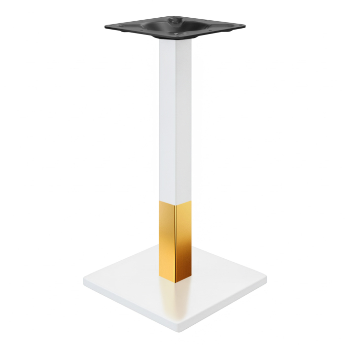 MADRID | Piètement de table haute de style bistro | Blanc/Or | Hauteur : 105 cm | Colonne : 6 x 6 cm | Plateau : 45 x 45 cm