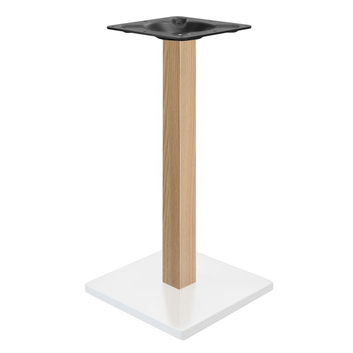 MADRID | Bistro Table Frame | White / Oak | Height: 104 cm | Column: 6 x 6 cm | Base Plate: 40 x 40 cm