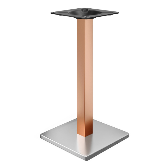MADRID | Structure de table de bar bistro | Acier inoxydable/cuivre | Hauteur : 105 cm | Colonne : 6 x 6 cm | Plateau : 45 x 45 cm