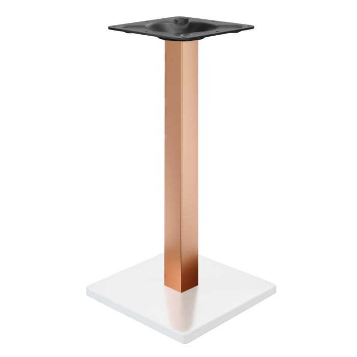 MADRID | Bistro Table Frame | White/Copper | Height: 104 cm | Column: 8 x 8 cm | Base Plate: 50 x 50 cm