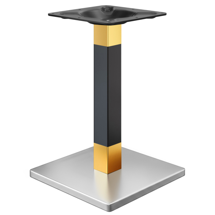 MADRID | Bistrobordsram | Rostfritt stål/guld/svart | Höjd: 71 cm | Pelare: 6 x 6 cm | Bottenplatta: 45 x 45 cm