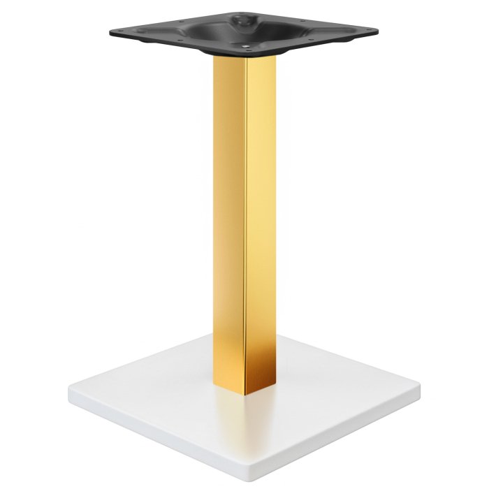 MADRID | Bistro Table Frame | White/Gold | Height: 71 cm | Column: 8 x 8 cm | Base Plate: 40 x 40 cm