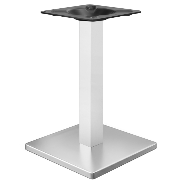 MADRID | Bistrobordsram | Rostfritt stål/Vit | Höjd: 72 cm | Pelare: 6 x 6 cm | Bottenplatta: 45 x 45 cm