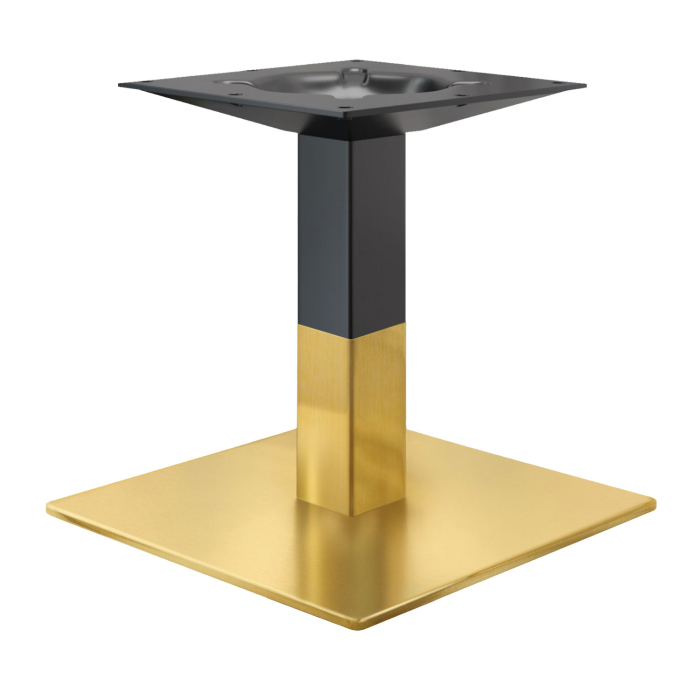 MADRID | Bistro Lounge Tischgestell | Gold/Schwarz | Höhe: 35 cm | Säule: 6 x 6 cm | Bodenplatte: 50 x 50 cm