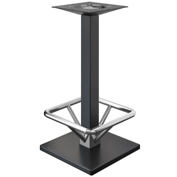 MADRID | Bistro Stehtischgestell + Fußring | Schwarz | Höhe: 105 cm | Säule: 8 x 8 cm | Fuß: 50 x 50 cm